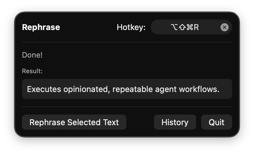 Rephrase result